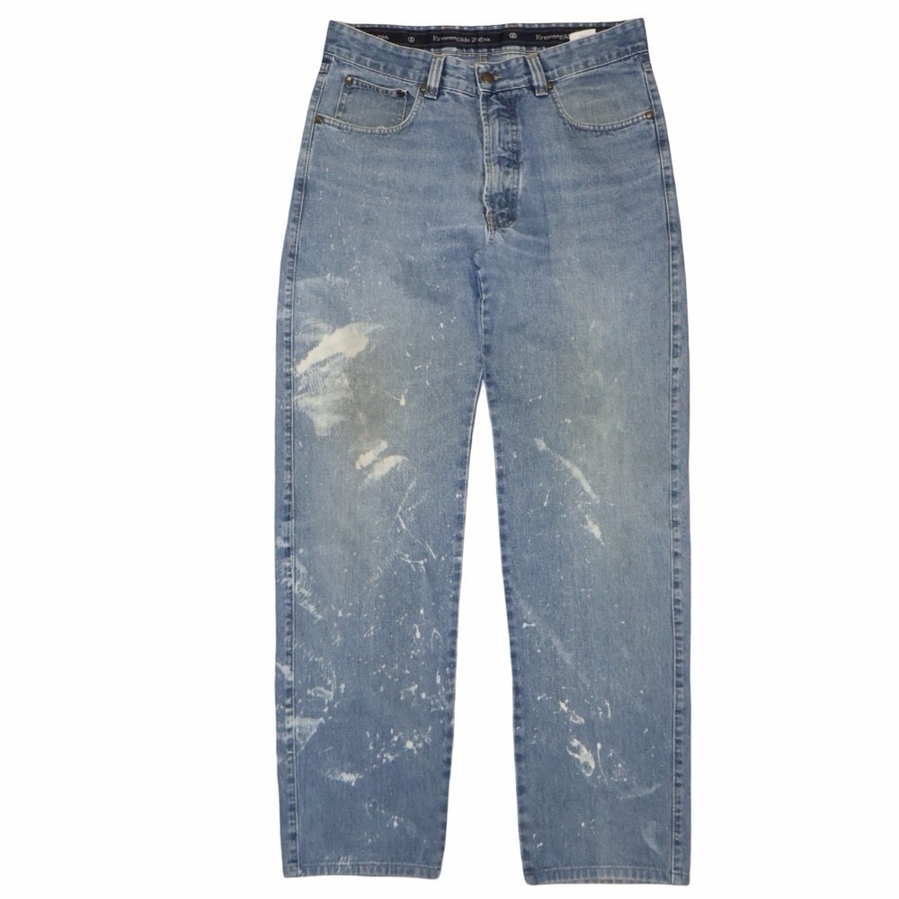 Ermenegildo Zegna Men's VTG Light Wash Paint Splattered‎ Jeans Size 34 | 34x31